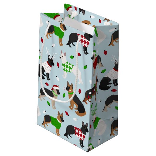 Weihnachtsschäfer Kleine Geschenktasche Kleine Geschenktüte (Rückseite Schrägansicht)