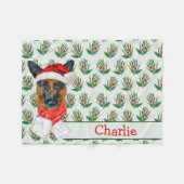 Weihnachtsschäfer mit Hundename Fleecedecke (Vorderseite (Horizontal))