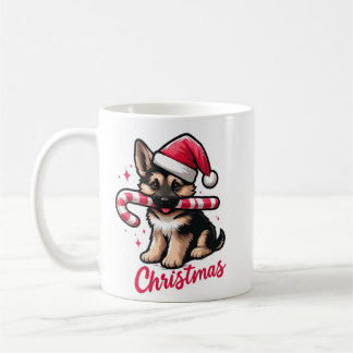 Weihnachtsschäfer mit Weihnachtsmannmütze Kaffeetasse