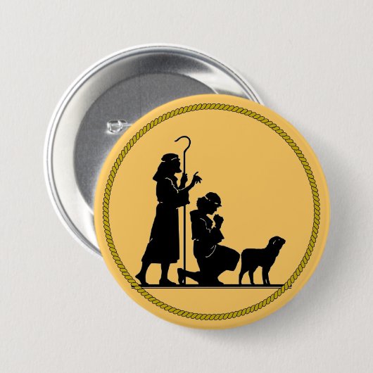 Weihnachtsschäfer-Silhouette Button (Vorne & Hinten)