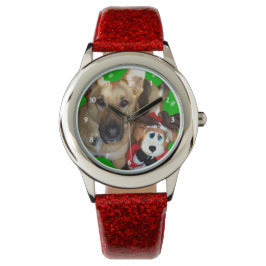 Weihnachtsschäfer und Toy Rentier Armbanduhr