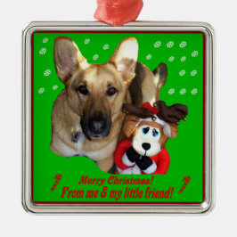 Weihnachtsschäfer und Toy Rentier Silbernes Ornament