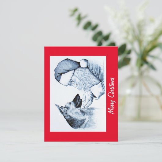 Weihnachtsschäfer und Weihnachtsmann Dankeskarte (Stehend Vorderseite)