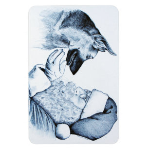 Weihnachtsschäfer und Weihnachtsmann Magnet