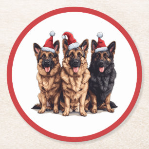 Weihnachtsschäfer Weihnachtshunde Runder Pappuntersetzer