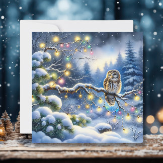 Weihnachtsschale in einem zauberhaften Winterwald Feiertagskarte