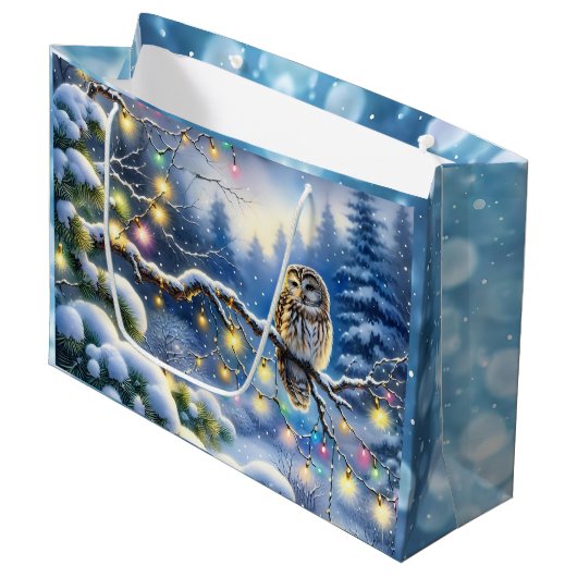 Weihnachtsschale in einem zauberhaften Winterwald Große Geschenktüte (Vorderseite Schrägansicht)