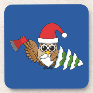 Weihnachtsschale mit Ax und Schneebaum Getränkeuntersetzer