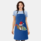 Weihnachtsschale mit Ax und Schneebaum Schürze (Getragen)