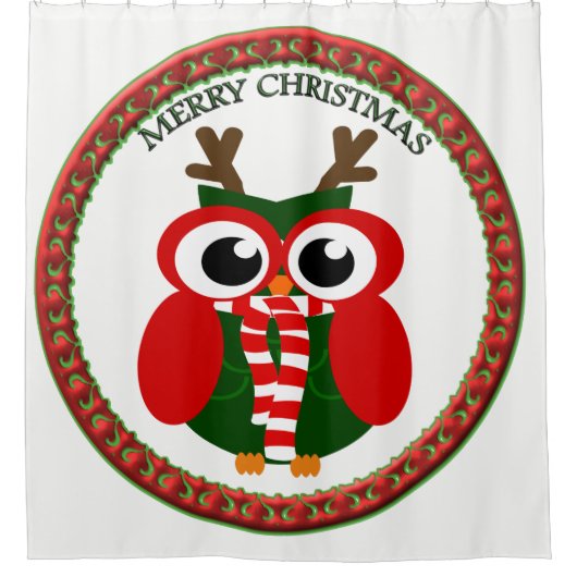 Weihnachtsschale mit einem rot-weißen Schal Duschvorhang (Vorderseite)