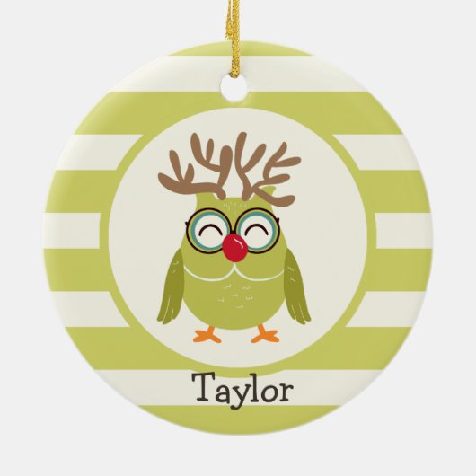 Weihnachtsschale mit hellgrünen Retrostreifen Keramikornament (Hinten)