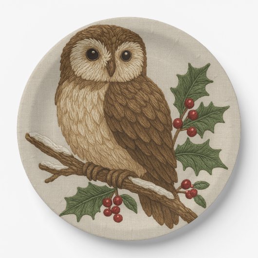 Weihnachtsschale mit Holly Rustic Pappteller (Vorderseite)