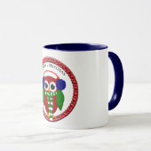 Weihnachtsschale mit Schal und blauen Ohrmuffen Tasse (VorderseiteRechts)