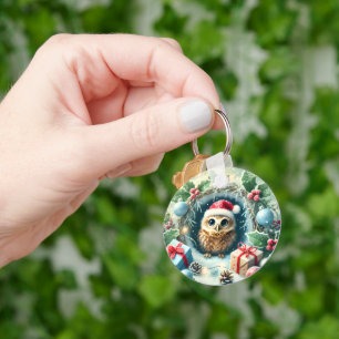 Weihnachtsschale mit Weihnachtsmannmütze Schlüsselanhänger