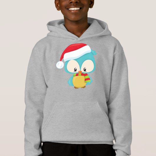 Weihnachtsschale, Niedliche Eule, Weihnachtsmannmü Hoodie (Vorderseite)