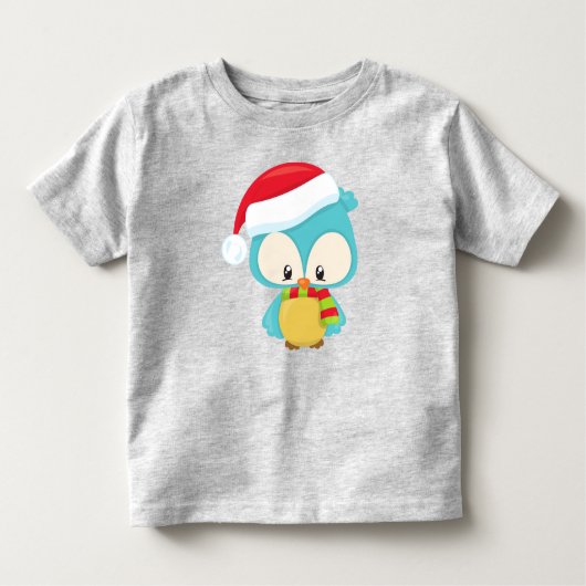 Weihnachtsschale, Niedliche Eule, Weihnachtsmannmü Kleinkind T-shirt (Vorderseite)