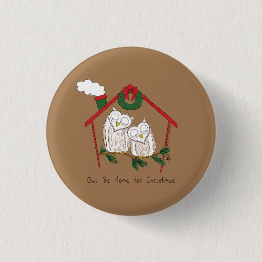Weihnachtsschale Zuhause Niedlich Button (Vorderseite)