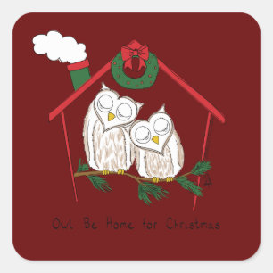 Weihnachtsschale Zuhause Niedlich Quadratischer Aufkleber