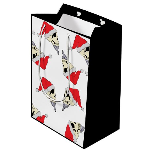 Weihnachtsschalen mit Weihnachtsmannmützen Geschen Mittlere Geschenktüte (Rückseite Schrägansicht)