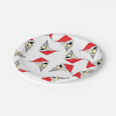 Weihnachtsschalen mit Weihnachtsmannmützen Papierp Pappteller (Schrägansicht)