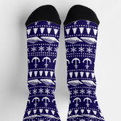 Weihnachtsschiff Gemustert Navy Blue Socken (Oben)