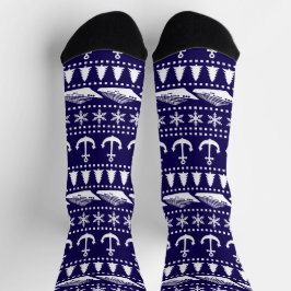 Weihnachtsschiff Gemustert Navy Blue Socken