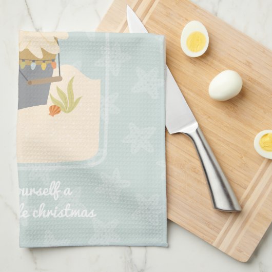 Weihnachtsschiff Geschirrtuch (Viertel Falte)