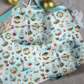 Weihnachtsschiff Leuchttürme Ozean Geschenkpapier Set