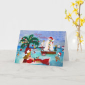 Weihnachtsschiffparade an der Küste Weihnachtskart Karte (Gelbe Blume)