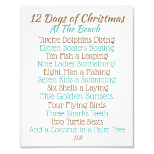 Weihnachtsschild 12 Weihnachtstage am Strand Fotodruck