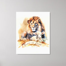 Weihnachtsschild für Löwen und Lamm Leinwanddruck