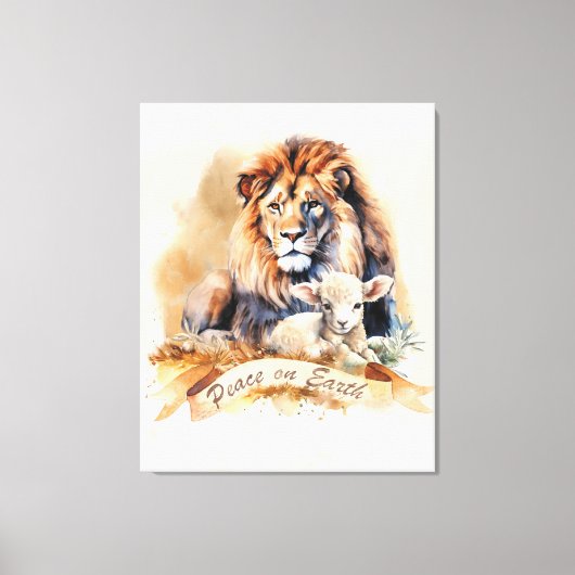 Weihnachtsschild für Löwen und Lamm Leinwanddruck (Vorderseite)