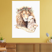 Weihnachtsschild für Löwen und Lamm Leinwanddruck (Insitu (Wohnzimmer))