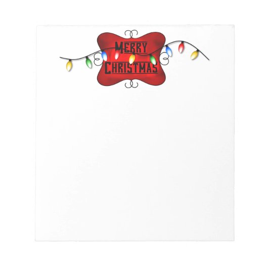 Weihnachtsschild und String-Leuchten Note Plage Notizblock (Vorderseite)