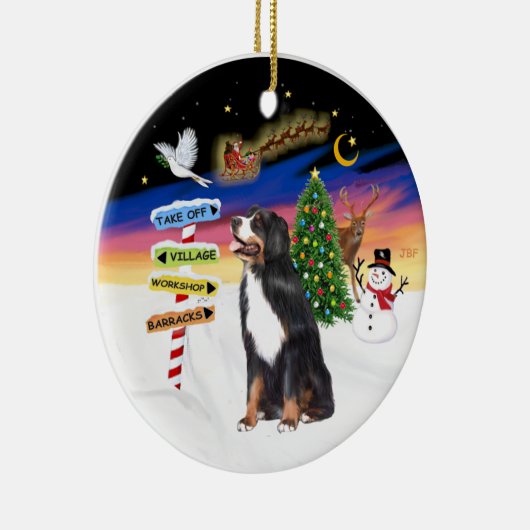 Weihnachtsschilder - Berner Hund Keramikornament (Rechts)