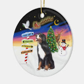 Weihnachtsschilder - Berner Hund Keramikornament (Links)
