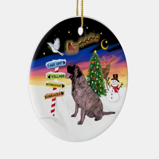 Weihnachtsschilder - Brindle Bull Mastiff Keramikornament (Rechts)