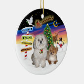 Weihnachtsschilder - Havanese & Spitz Keramik Ornament (Rechts)