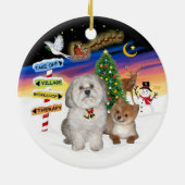 Weihnachtsschilder - Havanese & Spitz Keramik Ornament (Hinten)