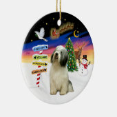 Weihnachtsschilder - Polnischer Lowland Sheepdog Keramikornament (Rechts)