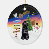 Weihnachtsschilder - Portugiesischer Wasserhund (S Keramik Ornament (Links)