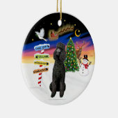 Weihnachtsschilder - Schwarzes Standard-Poodle Keramik Ornament (Rechts)