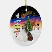 Weihnachtsschilder - Shetland Sheepdog (L) Keramik Ornament (Rechts)