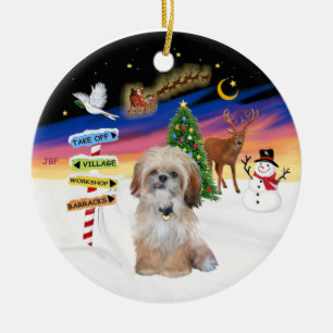 Weihnachtsschilder - Shih Tzu (P) Keramikornament