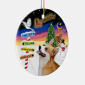 Weihnachtsschilder - Walisischer Corgi (Pembroke) Keramikornament (Rechts)