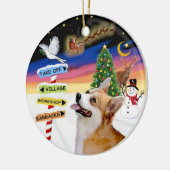 Weihnachtsschilder - Walisischer Corgi (Pembroke) Keramikornament (Links)
