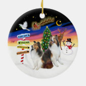 Weihnachtsschilder - Zwei Shetland Sheepdogs (D-L) Keramikornament (Hinten)
