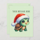 Weihnachtsschildkröte hinzufügen feiertagspostkarte (Vorne/Hinten)