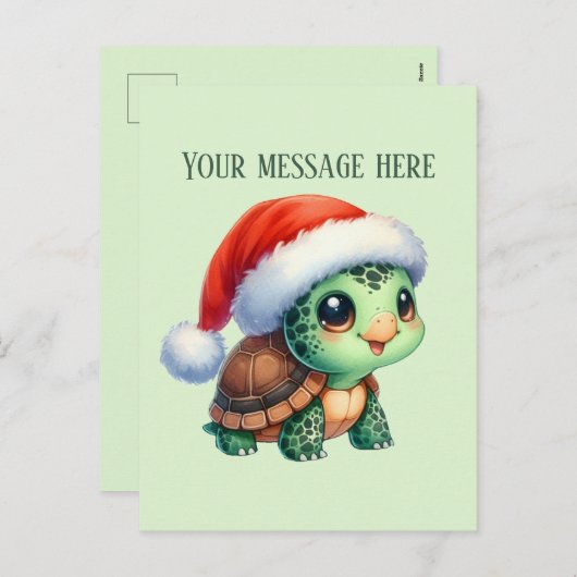 Weihnachtsschildkröte hinzufügen feiertagspostkarte (Vorne/Hinten)