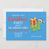 Weihnachtsschildkröte mit dem Geschenk Einladung (Vorderseite)